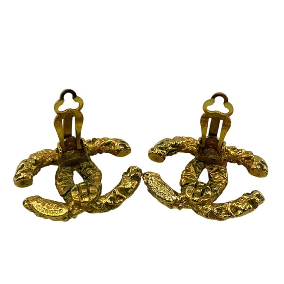 CHANEL Gold Logo Earrings - Picture 4 of 7